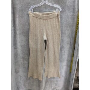 Winter Pants Women's Large Heavyweight Ribbed Knit Wide Leg Crop Casual‎ Cozy